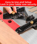 Close-up of Thin Rip Jig for Table Saw and Band Saw Easy to Use Guide for Repetitive Narrow Strip Cuts in Woodworking with setup details