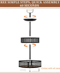 Exploded view of Three-Tier Lazy Susan Organizer With Detachable Metal Rotating Spice Rack, showing assembly process in three steps.