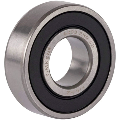 Timken 6203 2RSC3 Bearing with prelubricated double rubber seals, compact 17x40x12mm size, front view