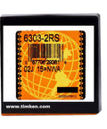 Product packaging of 2PACK TIMKEN 6303-2RS Double Rubber Seal Bearings, featuring a barcode and globe design.