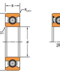 Diagram of 2PACK TIMKEN 6303-2RS Double Rubber Seal Bearings 17mmX47mmX14mm, Pre-Lubricated and Stable Performance and Cost Effective.