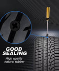 Tire Repair Rubber Nail Kit with 2 Sizes in use on a tubeless tire, showing screw-in rubber plug sealing a puncture.