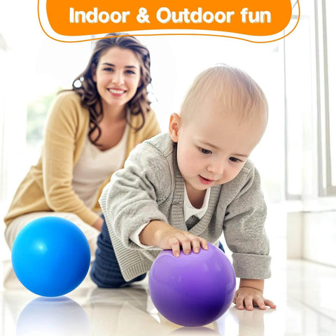 Child playing with 8PCS Inflatable Playground Balls, 8.5Inch Bouncing Sensory Balls with Hand Air Pump, suitable for kids' parties