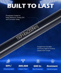 1/2 Inch Drive Torque Limiting Extension Bar, 150 ft-lb, black chromoly steel, phosphate coating details, durability features displayed