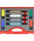 8 Piece Torque Limiting Extension Bar and Socket Set with Free-Spinning Grip Handles, 80, 100, 120, 130 lb-ft, 4 Wheel Protector Lug Nut Sockets, 17, 19, 21, 22mm, Storage Case - 240258 in red case