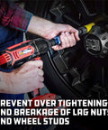 Using 8 Piece Torque Limiting Extension Bar and Socket Set, preventing over-tightening of wheel studs and lug nuts, 240258