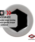 Torque Limiting Extension Socket 1" Drive -33 mm 1 5/6" 550 ft/lbs - Gray - 40405, front view demonstrating accurate torque control