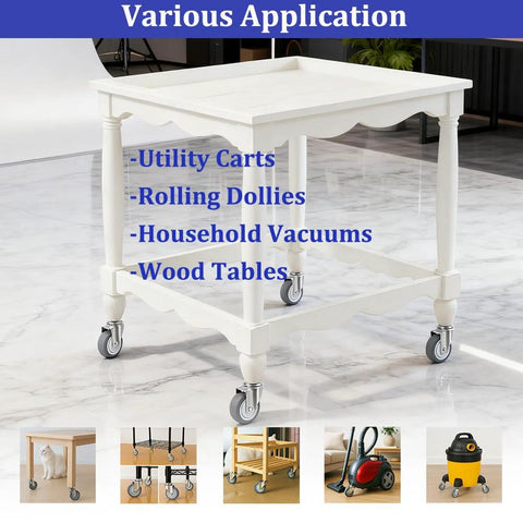 White table with "Various Application" banner and small images showing Two Inch Wet Dry Vacuum Replacement Casters Set Of Four.