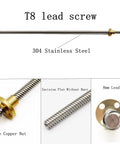 Two precision 200mm TR8X8 Acme lead screws with 8 mm lead, SUS304 stainless steel shafts and brass nuts for Z axis motion