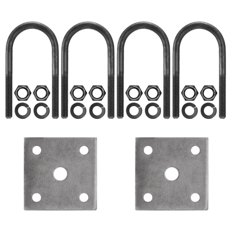 Durable rust resistant U bolt kit for 2000 lb trailer axles fits 1-3/4 inch round axles includes four 4-1/4 inch long 3/8 inch U bolts and eight 1/2-20 hex nuts