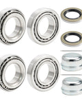 Complete trailer wheel hub bearing kit for 1.0625 inch axles with seals, includes 4 bearings, 2 seals, cotter pins, dust covers
