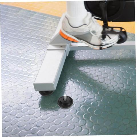 Two Pack Slip Resistant Treadmill Leveling Pads With Mounting Screws For Stable Fitness Equipment On Uneven Floors installed