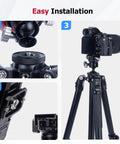 Easy installation steps for 360 Degree Ball Head Tripod Mount With Dual Panoramic Rotation For DSLR Mirrorless And Sports Cameras CNC Aluminum Alloy