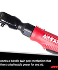 Close-up of Pneumatic Tools 802: Composite Twin Pawl Ratchet Wrench 70 ft-lbs of Torque - 3/8-Inch showing twin pawl mechanism