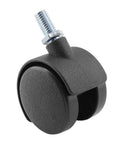 Twin Wheel Nylon Castors With M8 x 13mm Threaded Stem For Office Chairs Shelves And Carts, 1.57 inch wheel, black