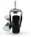 Two Inch Rubber Casters With One Quarter Twenty Threaded Stem For Carts And Wire Shelving NSF Listed Includes Two Locking And Two Non Locking Wheels With Combined Load Rating Of 360 Pounds For Four Wheels front view