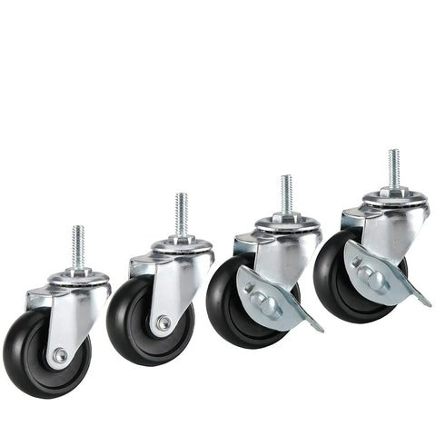 Two Inch Rubber Stem Casters For Wire Shelving And Rolling Carts Set Of Four With One Quarter Inch Threaded Stem Replacement Wheels