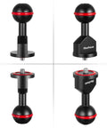 Two Pack One Inch Ball Adapter Set for Underwater Photography Mounts with Universal Ball Joint Bracket and Quarter Twenty Screw Base