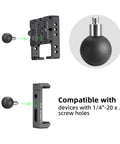 Two Pack Ball Mount Adapters With One Inch Rubber And Stainless Steel Ball And One Quarter Twenty Threaded Post For RAM Mounts B Size Compatibility Upgrade For DA Ninety And DA Sixty Expansion And Versatile Mounting showing compatibility with screw holes.
