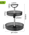Two Tier Rotating Spice Rack Turntable For Kitchen Cabinet Pantry And Countertop with adjustable height and 11.42 inch diameter