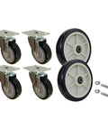 U-Boat Platform Truck Replacement Caster & Wheel Kit with Easy Rolling Ball Bearings & Hardware, includes two 8-inch wheels and four casters.
