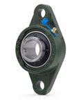 Front view of 2 Pcs UCFL206-19 Bore 1-3/16" Pillow Block Flange Mounted Ball Bearings with Solid Cast Iron Base.