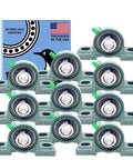 UCP204-12 pillow block bearing pack of 10 with 3/4 inch bore, featuring chrome steel bearings and solid cast iron housings.