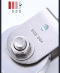 Close-up of 2pcs V-Groove Caster Wheel, Heavy Duty Sheaves Track Pulley, 304 Stainless Steel Directional Roller, 360° Rotating Ring