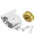 Wall Mount Pulleys, 6 Pcs 1-1/2" Ceiling Mount Single Pulley V-Groove Pulley Hardware Accessories for 3/8" Wire or Rope, Working Load 420 Lbs, components shown.