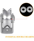V Groove Wheel Stainless Steel Heavy Duty Wire Rope Pulley Block Sliding Gate Rollers Double Bearing Plate Caster