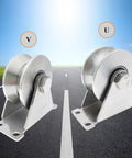 Stainless Steel 304 V Groove Gate Wheels Heavy Duty Track Roller With Double Bearing Plate Caster And V Shaped Bracket