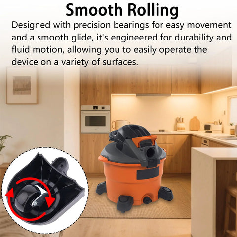 Two Piece Foot Caster Wheel Kit For 6 Gallon And 16 Gallon Wet Dry Vacuum Cleaners Including 12388 And 12293 Casters