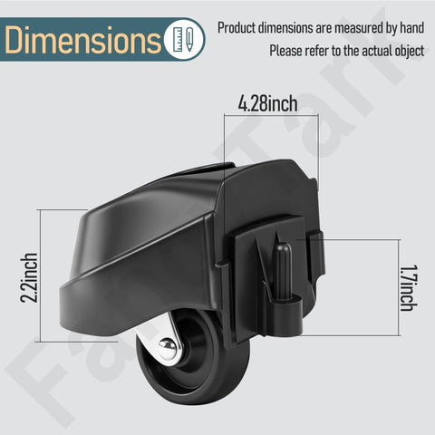 Side view of a caster from Foot And Caster Replacement Set For Wet And Dry Vacuum Cleaners 6 Gallon 9 Gallon 12 Gallon Models Compatible With Ridgid WD16650 WD06350 WD1665M WD1635 WD1635M WD1245M WD12500 WD12460 WD1270 WD09350, showing measurements.