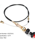 Heavy Duty Vernier Lock Cable with Red Knob delivers precise throttle control, shown with stainless steel core and dual ball lock, 10 ft length.
