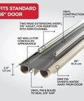 Vinyl Concealed Kerf/Channel Fit Under Door Seal, 36 Inch, Beige, showing construction details and features, ideal for draft stopping.