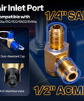 VIVOHOME 5 CFM 1/2 HP 2 Stage HVAC Vacuum Pump air inlet port, 1/4" SAE, 1/2" ACME connections, compatible with R134a R12 R22 R502 R410a