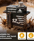 Waterproof 12kg High Torque RC Micro Servo Coreless Motor Metal Gear Digital Servo in muddy terrain.