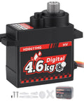 Front view of Waterproof 12g Servo Micro Servo Motor Metal Gear Arduino Servo 4.6kg High Torque Digital Servo with accessories.