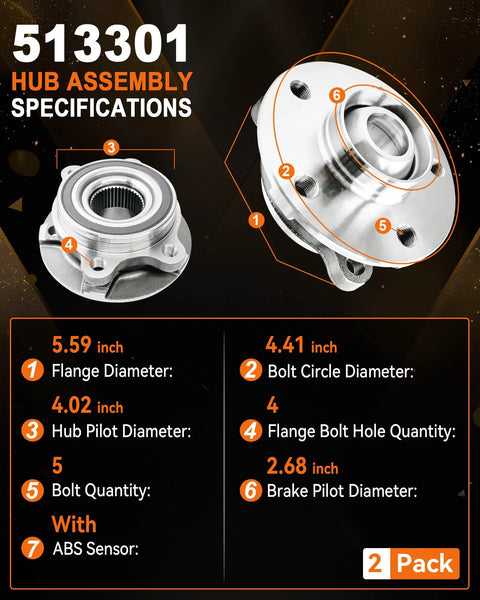 513301 Front Or Rear Wheel Bearing Hub Assembly For Audi A4 A5 A6 Q5 S5 S6 S7 S8 RS5 Allroad Quattro 2009-2015 with specs
