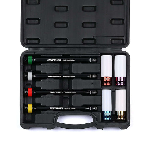 1/2-inch Drive Wheel Protector Impact Socket & 8 inch Coded Torque Limiting Socket Extension Bar 8pcs Tire Deep Socket Set