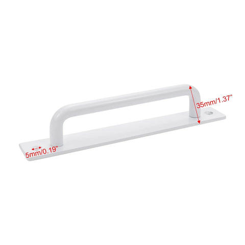 Two White Aluminum Barn Door Handles With Screws For Cupboard Cabinet Wardrobe And Drawer, 7.08 Inches Long, side view