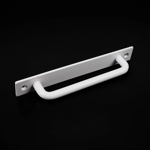 Two White Aluminum Barn Door Handles With Screws For Cupboard Cabinet Wardrobe And Drawer, 7.08 Inches Long Front View
