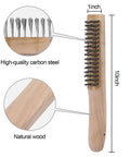 12 Pieces 10 Inches Wire Brush Wooden Handle, Multi-Purpose Wire Scratch Brush, Wire Brushes for Cleaning Welding Slags and Rust, 20 Steel Wires Each Hole