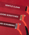 Wire Brush Set 3Pcs with Stainless Steel, Brass, Nylon Bristles for Cleaning, Rust Remover, Scrub, Detailing, Scratch Brush (Red)