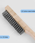 Close-up of 12 Pieces 10 Inches Wire Brush Wooden Handle, Multi-Purpose Wire Scratch Brush, 20 Steel Wires Each Hole