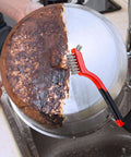 Wire Scratch Brush Set Soft Grip for Rust, Dirt & Paint Scrubbing with Deep Cleaning on cookware surface