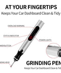 Wireless Engraving Pen Kit With 30 Metal Grinding Bits Ceramic Bit And 3 Cutting Blades labeled features like grinding head and power button