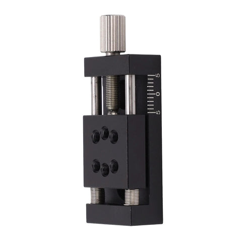X-Axis Mini Linear Rail Stage Actuator High Precision Adjustable 10mm Stroke Aluminum Alloy Sliding Table with Manual Fine Tune for DIY CNC Router 20 x 20 mm Part, side view
