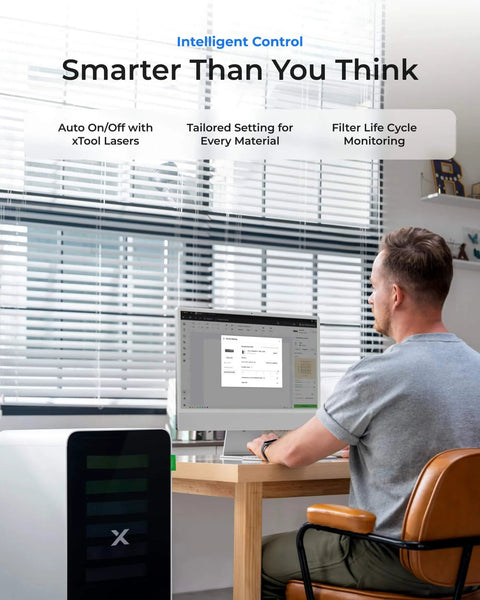 Person using xTool P Series Smart Control System with Must Have Accessories Set For P2 And P2S Laser Engraver And Cutter