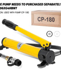 Yellow hydraulic cylinder assembly CP-180 with separate pump box for 10 ton Hydraulic Cylinder Long Jack 4” Stroke Porta Power Ram Jack Lifting Cylinder Retract Automatically for Shipbuilding Bridge Construction - Hydraulic Cylinder - Ram - Jack - Porta Power - Force rating: 10 ton - Replacement-ready, shop use,